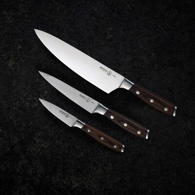 Conjunto de facas de cozinha Messermeister L8000-3S - Aço inoxidável 3 peças Conjunto de facas de cozinha Messermeister L8000-3S - Aço inoxidável 3 peças