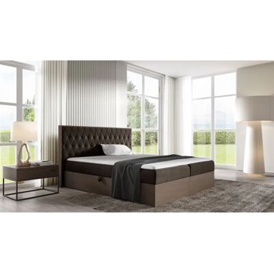 Fun Moebel - BROMIA - Dunkel Eiche - Braun Stoff - Boxspringbett Fun Moebel - BROMIA - Dunkel Eiche - Braun Stoff - Boxspringbett