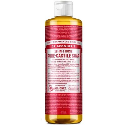 Savon Liquide Bio à la Rose de Dr. Bronner's - Savon Liquide - Publicité Savon Liquide Bio à la Rose de Dr. Bronner's - Savon Liquide - Publicité