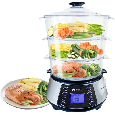 Puremate - 800W Naturopure Digital 3 Tier - Food Steamer Puremate - 800W Naturopure Digital 3 Tier - Food Steamer