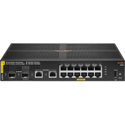 HPE Aruba 6100 Switch - 12G, PoE, 2SFP+, Managed, Black HPE Aruba 6100 Switch - 12G, PoE, 2SFP+, Managed, Black