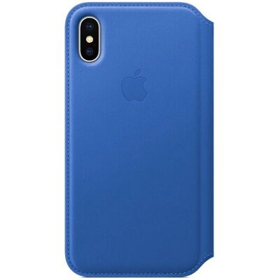 Apple Lederen Folio Portemonneehoes voor iPhone X - Elektrisch Blauw - Schokbestendig Apple Lederen Folio Portemonneehoes voor iPhone X - Elektrisch Blauw - Schokbestendig