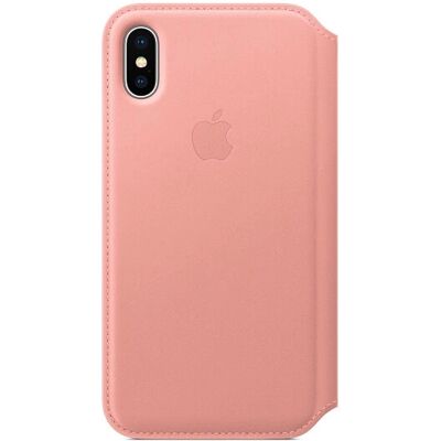 Apple iPhone X leren folio zacht roze - Telefoonhoesje Apple iPhone X leren folio zacht roze - Telefoonhoesje