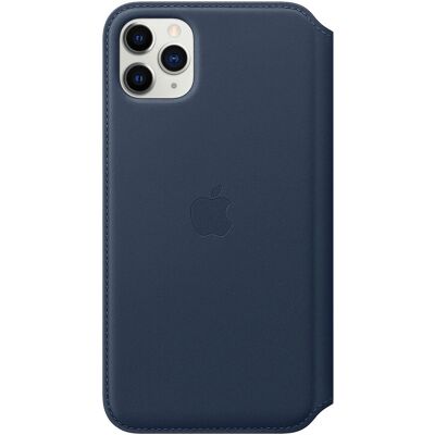 Apple iPhone 11 Pro Max Lederen Folio - Donkerblauw Apple iPhone 11 Pro Max Lederen Folio - Donkerblauw