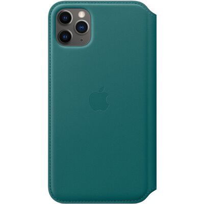 Lederen folio hoes voor iPhone 11 Pro Max - Pauwenblauw - Telefoon Lederen folio hoes voor iPhone 11 Pro Max - Pauwenblauw - Telefoon