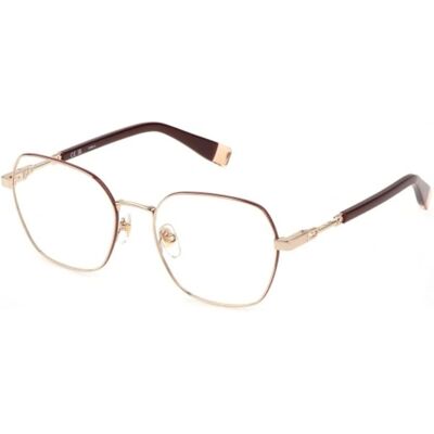 Furla VFU677 Brille - Metallrahmen, Rose Gold, Bordeaux - Sehhilfe Furla VFU677 Brille - Metallrahmen, Rose Gold, Bordeaux - Sehhilfe