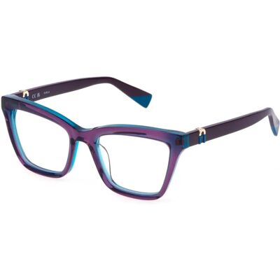 Furla VFU763 Blue Square Acetate Eyewear - Eyewear Furla VFU763 Blue Square Acetate Eyewear - Eyewear