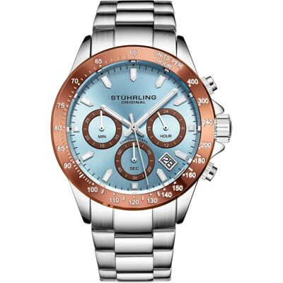 Stührling Mens Ultima 3960 Quartz 42mm Chronograph - Silver Stainless Steel Stührling Mens Ultima 3960 Quartz 42mm Chronograph - Silver Stainless Steel