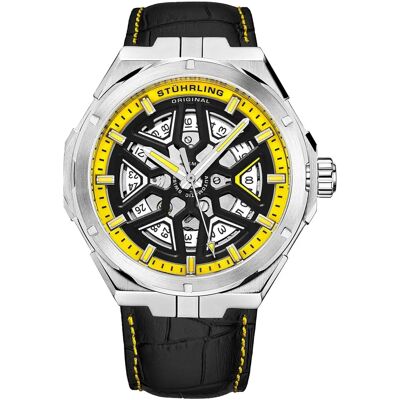 Stührling Gio Schweizer Automatik Uhr - Skeleton - 44mm - Gelb Stührling Gio Schweizer Automatik Uhr - Skeleton - 44mm - Gelb