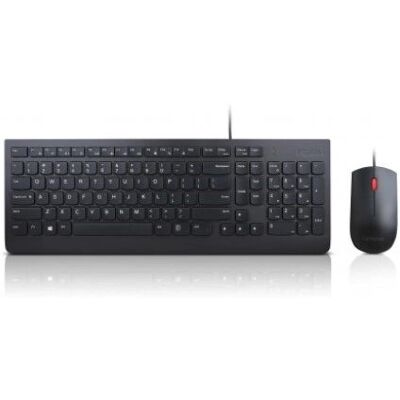 Combo con teclado y ratón Lenovo Esencial, en línea, portugués, negro Combo con teclado y ratón Lenovo Esencial, en línea, portugués, negro
