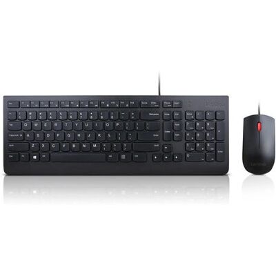 Combo filaire essentiel de Lenovo - Clavier et souris - Noir - Bureautique - Publicité Combo filaire essentiel de Lenovo - Clavier et souris - Noir - Bureautique - Publicité