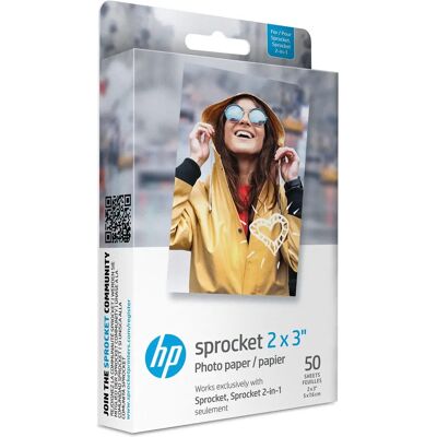 HP Sprocket Fotopapir - 50 Ark 2x3" Vanntett Selvklebende HP Sprocket Fotopapir - 50 Ark 2x3" Vanntett Selvklebende