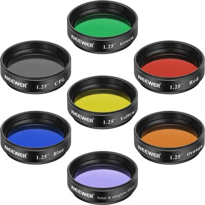 Neewer 1.25in Telescope Moon Filter - 5 Color Filters Set Neewer 1.25in Telescope Moon Filter - 5 Color Filters Set