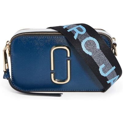 Marc Jacobs Le Sac Snapshot Bleu Mer Saffiano en Cuir Marc Jacobs Le Sac Snapshot Bleu Mer Saffiano en Cuir