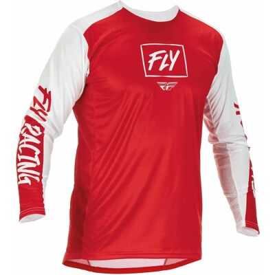 Fly Racing Lite Motocross Jersey - Blanco Rojo - Motocross Jersey Fly Racing Lite Motocross Jersey - Blanco Rojo - Motocross Jersey