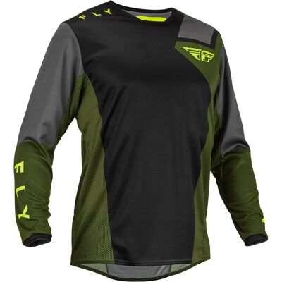 Fly Racing Kinetic Jet Maglietta da motocross - Nero Verde Giallo - L - Unisex Fly Racing Kinetic Jet Maglietta da motocross - Nero Verde Giallo - L - Unisex