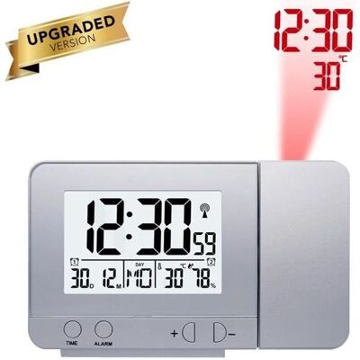 ONEVER - LED Projection Clock - Argent - Projection Clock - Publicité ONEVER - LED Projection Clock - Argent - Projection Clock - Publicité