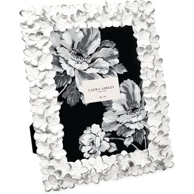 Marco de fotos Laura Ashley 5x7 de resina artesanal con decoración floral plateada - Marco de fotos Marco de fotos Laura Ashley 5x7 de resina artesanal con decoración floral plateada - Marco de fotos