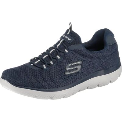 Skechers Mens Mesh Upper Slip On Summit Trainer - Bungee Lace Fastening - Navy Skechers Mens Mesh Upper Slip On Summit Trainer - Bungee Lace Fastening - Navy