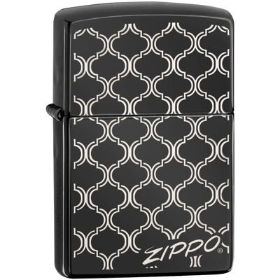 Allume-cigarette Zippo Black Ice Chrome anti-vent - Design Art deco - Publicité Allume-cigarette Zippo Black Ice Chrome anti-vent - Design Art deco - Publicité