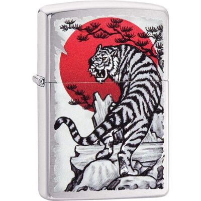 Zippo Chrome Tygrys Słońce Wiatroszczelny Zapalniczka - Zapalniczka Zippo Chrome Tygrys Słońce Wiatroszczelny Zapalniczka - Zapalniczka