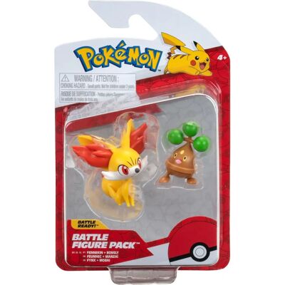 Conjunto de Figuras Pokémon Jazwares Fennekin e Manzaï - Colecionáveis de Batalha Conjunto de Figuras Pokémon Jazwares Fennekin e Manzaï - Colecionáveis de Batalha
