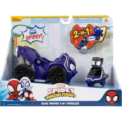 Veículo de brinquedo 2-em-1 Spiderman e Pantera Negra Veículo de brinquedo 2-em-1 Spiderman e Pantera Negra