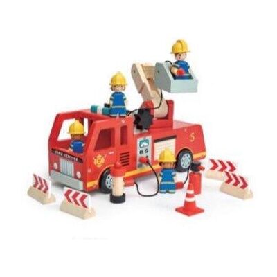 Camion de pompiers en bois Tender Leaf - Coloré et Réaliste - Publicité Camion de pompiers en bois Tender Leaf - Coloré et Réaliste - Publicité