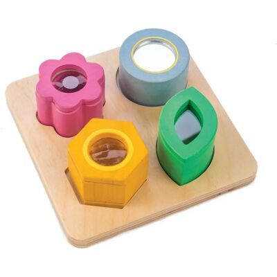 Tender Leaf Toys Sensory Shape Sorter - Wood, Mirror, 4 Pieces - 18M+ Tender Leaf Toys Sensory Shape Sorter - Wood, Mirror, 4 Pieces - 18M+