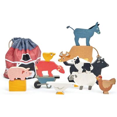 Set di Animali da Fattoria in Legno Tender Leaf con Borsa - Giocattolo Set di Animali da Fattoria in Legno Tender Leaf con Borsa - Giocattolo