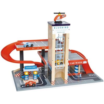 Tender Leaf Toys Blaues Vogel-Service-Station - Holzspielzeuggarage Tender Leaf Toys Blaues Vogel-Service-Station - Holzspielzeuggarage
