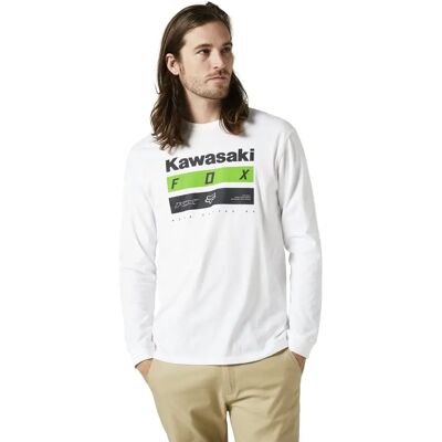 T-Shirt Longues Manches Fox Kawasaki Stripes Premium - Blanc T-Shirt Longues Manches Fox Kawasaki Stripes Premium - Blanc