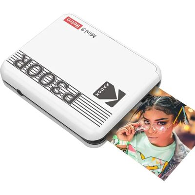 Imprimante Portable Kodak Mini 3 Retro P300R - Blanc, 3x3 pouces, Bluetooth Imprimante Portable Kodak Mini 3 Retro P300R - Blanc, 3x3 pouces, Bluetooth