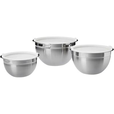 Amazon Basics Set di ciotole in acciaio inox - 3 pezzi Amazon Basics Set di ciotole in acciaio inox - 3 pezzi
