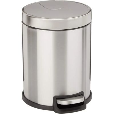 Amazon Basics Okrągły satynowy kosz na śmieci 5L z pedałem Amazon Basics Okrągły satynowy kosz na śmieci 5L z pedałem
