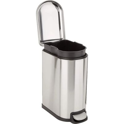 Amazon Basics Liten rektangulär papperskorg - Tyst stängning, 10L, rostfritt stål Amazon Basics Liten rektangulär papperskorg - Tyst stängning, 10L, rostfritt stål