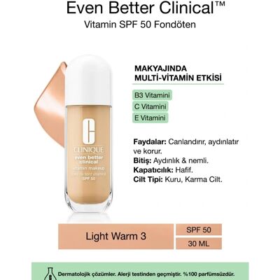 Clinique Light Warm SPF 50 Vitamin Makeup Foundation - Foundation Clinique Light Warm SPF 50 Vitamin Makeup Foundation - Foundation