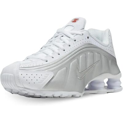 Nike W Shox R4 Weiß/Metallisch Silber-Max Orange - Sneaker Nike W Shox R4 Weiß/Metallisch Silber-Max Orange - Sneaker