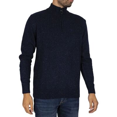 Barbour Tisbury Lamswool Half Zip Sweater - Marineblå - Normal pasform Barbour Tisbury Lamswool Half Zip Sweater - Marineblå - Normal pasform