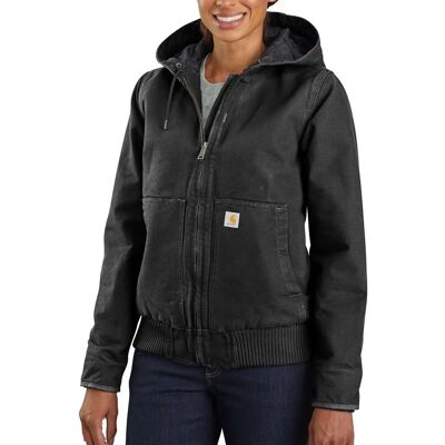 Carhartt Damen gewaschene Entenstoff Kapuzen Arbeitsjacke - Schwarz - XS Carhartt Damen gewaschene Entenstoff Kapuzen Arbeitsjacke - Schwarz - XS