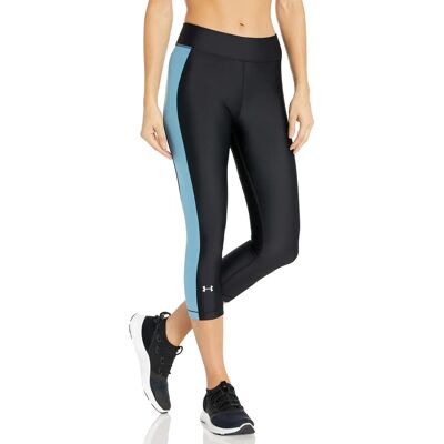 Under Armour Heatgear Stretch Taille Schwarze Blaue Damen Capri Leggings - Leggings Under Armour Heatgear Stretch Taille Schwarze Blaue Damen Capri Leggings - Leggings