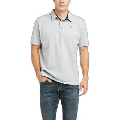 Poloshirt Medal Heather Grey pour Hommes - Ariat - Publicité Poloshirt Medal Heather Grey pour Hommes - Ariat - Publicité