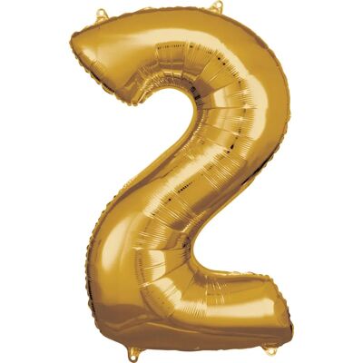 Amscan 9906267 Goldene Nummer 2 Folienballon - Partydekoration Amscan 9906267 Goldene Nummer 2 Folienballon - Partydekoration