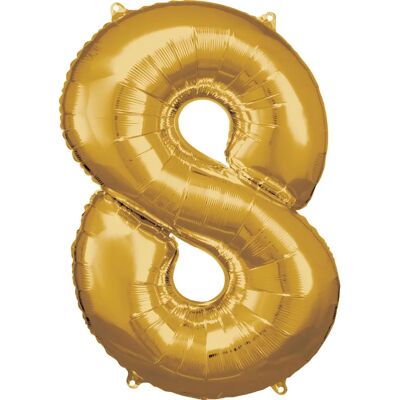 Amscan Goldene Nummer-8 Folienballon - Partydekoration Amscan Goldene Nummer-8 Folienballon - Partydekoration