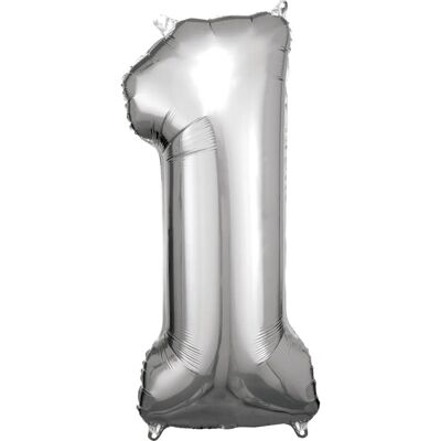 Amscan Modell 9906286 Silber Zahl 1 Party Ballon Amscan Modell 9906286 Silber Zahl 1 Party Ballon