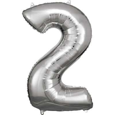 Amscan 9906287 Silber Zahl 2 Ballon - Partydekoration Amscan 9906287 Silber Zahl 2 Ballon - Partydekoration