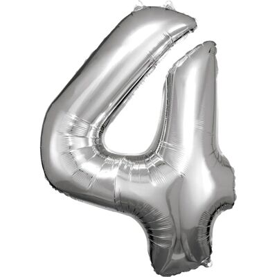 Amscan 9906289 Silber Folienballon Zahl 4 - Partydekoration Amscan 9906289 Silber Folienballon Zahl 4 - Partydekoration
