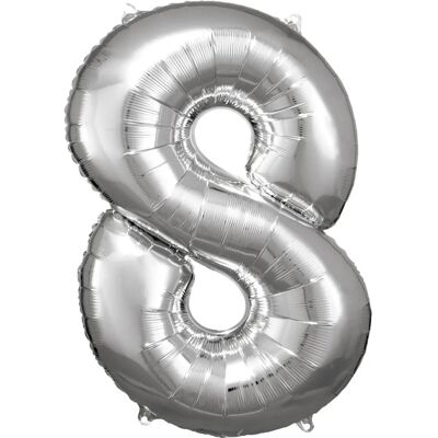 Amscan 9906293 Silber Zahl 8 Folienballon - Partydekoration Amscan 9906293 Silber Zahl 8 Folienballon - Partydekoration