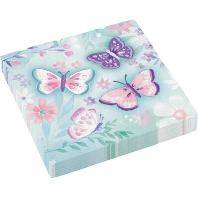 Amscan 512712 Papieren servetten - 12 stuks - Vlinders en bloemen - Servetten Amscan 512712 Papieren servetten - 12 stuks - Vlinders en bloemen - Servetten