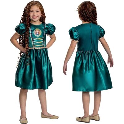 Fantasia Merida Disney para Crianças - Vestido Verde, Detalhes Dourados, 3-8 Anos Fantasia Merida Disney para Crianças - Vestido Verde, Detalhes Dourados, 3-8 Anos